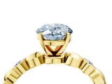 Yellow gold Fancy Blue Oval  Solitaire Bezel-Set Diamond Ring with Beaded Band and Four-Prong Setting_36