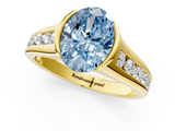 Yellow gold Fancy Blue Oval  Solitaire Bezel-Set Diamond Ring with Channel-Set Band_21