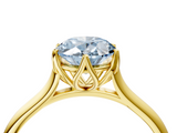 Yellow gold Fancy Blue Oval  Solitaire Cathedral Diamond Ring with Six-Prong Setting_21