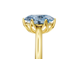 Yellow gold Fancy Blue Oval  Solitaire Cathedral Diamond Ring with Six-Prong Setting_22