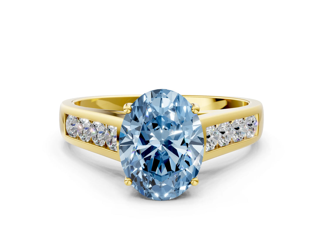 Yellow gold Fancy Blue Oval  Solitaire Channel-Set Diamond Engagement Ring with Four-Prong Setting_32