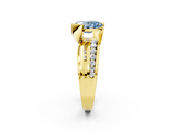 Yellow gold Fancy Blue Oval  Solitaire Channel-Set Split Shank Ring with Tension Prong Setting_5