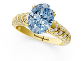Yellow gold Fancy Blue Oval  Solitaire Chevron Pave Diamond Engagement Ring with Six-Prong Setting_4