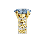 Yellow gold Fancy Blue Oval  Solitaire Chevron Pave Diamond Engagement Ring with Six-Prong Setting_8