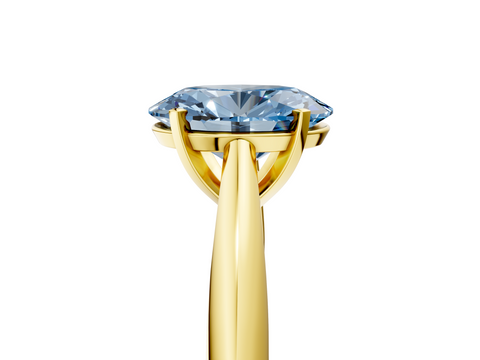 Yellow gold Fancy Blue Oval  Solitaire Diamond Engagement Ring with Cathedral Setting and Four-Prong Mount on a Classic Band_57