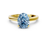Yellow gold Fancy Blue Oval  Solitaire Diamond Engagement Ring with Four-Prong Setting on a Classic Band_3
