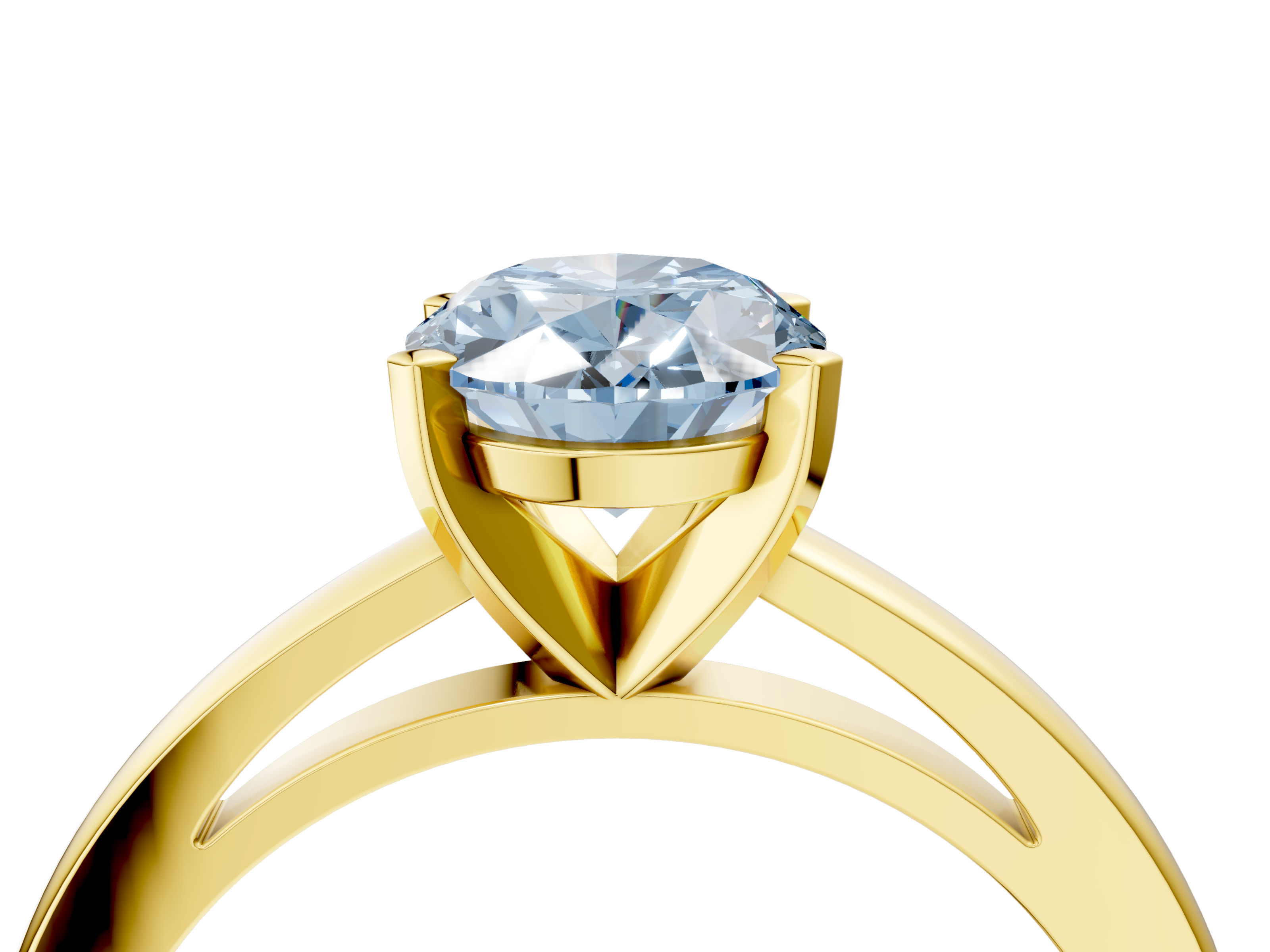 Yellow gold Fancy Blue Oval  Solitaire Diamond Engagement Ring with Four-Prong Setting on a Classic Band_7