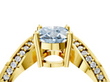 Yellow gold Fancy Blue Oval  Solitaire Diamond Engagement Ring with Pave Band and Four-Prong Setting 5