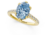 Yellow gold Fancy Blue Oval  Solitaire Diamond Engagement Ring with Pave Band and Six-Prong Setting_21