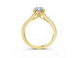 Yellow gold Fancy Blue Oval  Solitaire Diamond Engagement Ring with Pave Band and Six-Prong Setting_23