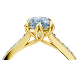 Yellow gold Fancy Blue Oval  Solitaire Diamond Engagement Ring with Pave Band and Six-Prong Setting_24