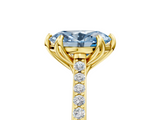 Yellow gold Fancy Blue Oval  Solitaire Diamond Engagement Ring with Pave Band and Six-Prong Setting_25