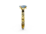 Yellow gold Fancy Blue Oval  Solitaire Diamond Engagement Ring with XO Engraved Band and Four-Prong Setting 3