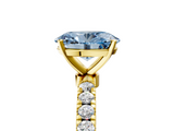 Yellow gold Fancy Blue Oval  Solitaire Diamond Pavé Band with Four-Prong Setting_33