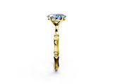 Yellow gold Fancy Blue Oval  Solitaire Diamond Ring with Bamboo Band and Four-Prong Setting_36