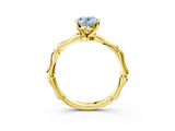 Yellow gold Fancy Blue Oval  Solitaire Diamond Ring with Bamboo Band and Four-Prong Setting_37