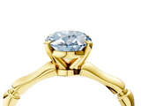 Yellow gold Fancy Blue Oval  Solitaire Diamond Ring with Bamboo Band and Four-Prong Setting_38