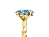 Yellow gold Fancy Blue Oval  Solitaire Diamond Ring with Bamboo Band and Four-Prong Setting_39