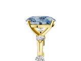 Yellow gold Fancy Blue Oval  Solitaire Diamond Ring with Bezel Set Side Stones and Prong Setting_8