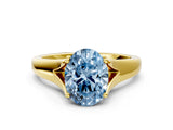 Yellow gold Fancy Blue Oval  Solitaire Diamond Ring with Cathedral Band and Four-Prong Setting_66