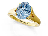 Yellow gold Fancy Blue Oval  Solitaire Diamond Ring with Cathedral Band and Four-Prong Setting_67