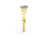 Yellow gold Fancy Blue Oval  Solitaire Diamond Ring with Cathedral Band and Four-Prong Setting_68
