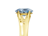 Yellow gold Fancy Blue Oval  Solitaire Diamond Ring with Cathedral Band and Four-Prong Setting_71
