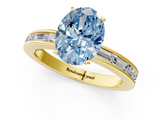Yellow gold Fancy Blue Oval  Solitaire Diamond Ring with Channel-Set Baguette Band and Four-Prong Setting_50