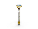 Yellow gold Fancy Blue Oval  Solitaire Diamond Ring with Channel-Set Baguette Band and Four-Prong Setting_51
