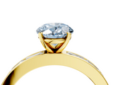 Yellow gold Fancy Blue Oval  Solitaire Diamond Ring with Channel-Set Baguette Band and Four-Prong Setting_53