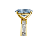 Yellow gold Fancy Blue Oval  Solitaire Diamond Ring with Channel-Set Baguette Band and Four-Prong Setting_54