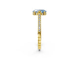 Yellow gold Fancy Blue Oval  Solitaire Diamond Ring with Channel Set Band and Bezel Prong Setting_58
