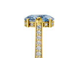 Yellow gold Fancy Blue Oval  Solitaire Diamond Ring with Channel Set Band and Bezel Prong Setting_61