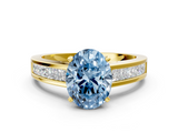 Yellow gold Fancy Blue Oval  Solitaire Diamond Ring with Channel-Set Band and Four-Prong Setting_3