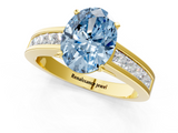 Yellow gold Fancy Blue Oval  Solitaire Diamond Ring with Channel-Set Band and Four-Prong Setting_4