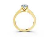 Yellow gold Fancy Blue Oval  Solitaire Diamond Ring with Channel-Set Band and Four-Prong Setting_6