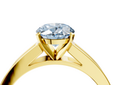 Yellow gold Fancy Blue Oval  Solitaire Diamond Ring with Channel-Set Band and Four-Prong Setting_7