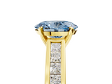 Yellow gold Fancy Blue Oval  Solitaire Diamond Ring with Channel-Set Band and Four-Prong Setting_8