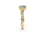 Yellow gold Fancy Blue Oval  Solitaire Diamond Ring with Channel Set Band and Six-Prong Setting_50