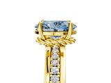 Yellow gold Fancy Blue Oval  Solitaire Diamond Ring with Channel Set Band and Six-Prong Setting_53