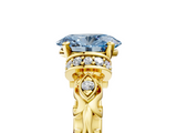 Yellow gold Fancy Blue Oval  Solitaire Diamond Ring with Filigree Band and Four-Prong Setting_63