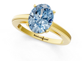 Yellow gold Fancy Blue Oval  Solitaire Diamond Ring with Four-Prong Setting and Classic Band_4
