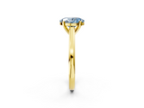 Yellow gold Fancy Blue Oval  Solitaire Diamond Ring with Four-Prong Setting and Classic Band_5