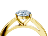Yellow gold Fancy Blue Oval  Solitaire Diamond Ring with Four-Prong Setting and Classic Band_7