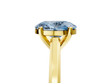 Yellow gold Fancy Blue Oval  Solitaire Diamond Ring with Four-Prong Setting and Classic Band_8