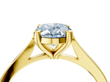 Yellow gold Fancy Blue Oval  Solitaire Diamond Ring with Four-Prong Setting and Tapered Band 4