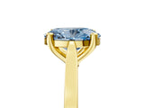 Yellow gold Fancy Blue Oval  Solitaire Diamond Ring with Four-Prong Setting and Tapered Band 5