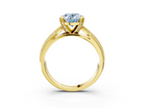 Yellow gold Fancy Blue Oval  Solitaire Diamond Ring with Milgrain Pavé Band and Four-Prong Setting_23