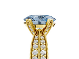 Yellow gold Fancy Blue Oval  Solitaire Diamond Ring with Milgrain Pavé Band and Four-Prong Setting_25