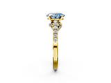 Yellow gold Fancy Blue Oval  Solitaire Diamond Ring with Pavé Band and Four-Prong Setting_167